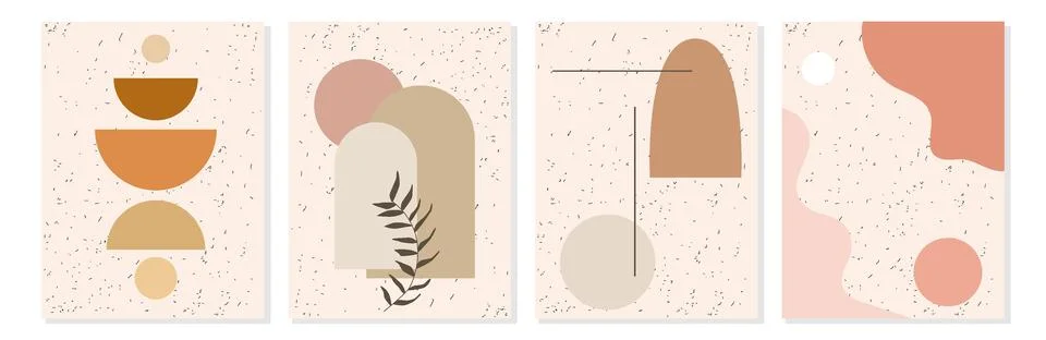 Vector set of abstract modern posters with geometric shapes. Minimalist art Illustrazione stock