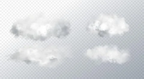 Vector set Abstract realistic fog cloud design element Stock Illustration