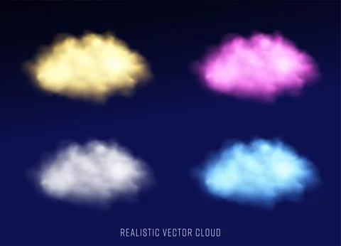 Vector set Abstract realistic fog cloud design element Illustrazione stock