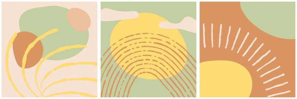 Vector set aesthetic abstract contemporary social media post creative. Square Stock Illustration