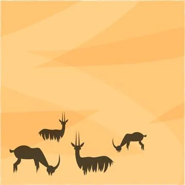 Vector set of africa animals silhouettes on orange background Stock Illustration