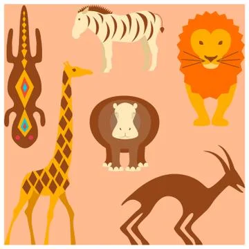 Vector set of African animals elements Stock Illustration