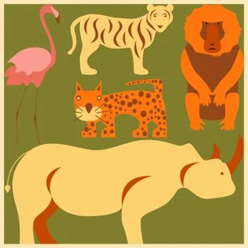 Vector set of African animals Stock Illustration