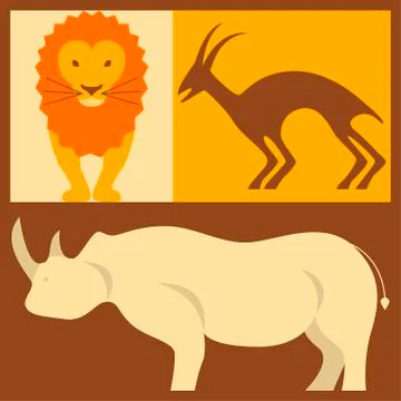 Vector set of African animals Stock Illustration