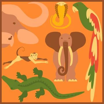 Vector set of African animals Stock Illustration