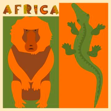 Vector set of African animals Stock Illustration