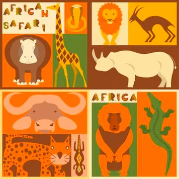 Vector set of African animals Illustrazione stock