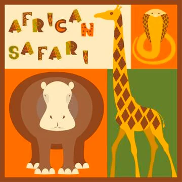 Vector set of African animals Stock Illustration