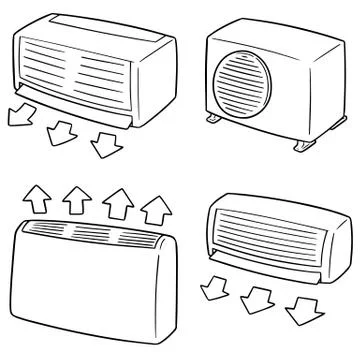 Vector set of air conditioner Stock Illustration