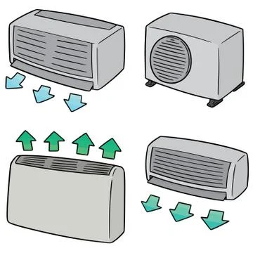 Vector set of air conditioner Stock Illustration