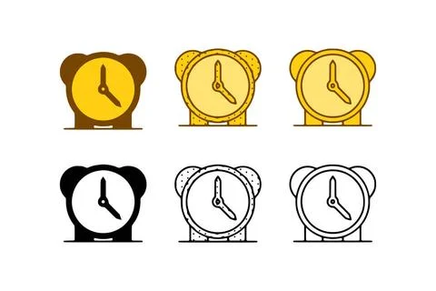  Vector set of alarm clocks in doodle style on white background Vector set... Stock Photos