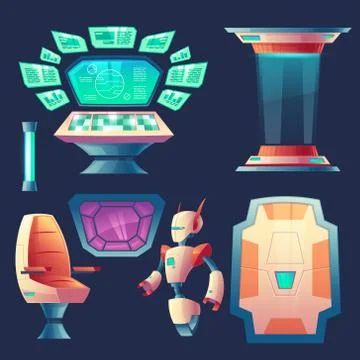 Vector set of alien spaceship design elements Illustrazione stock