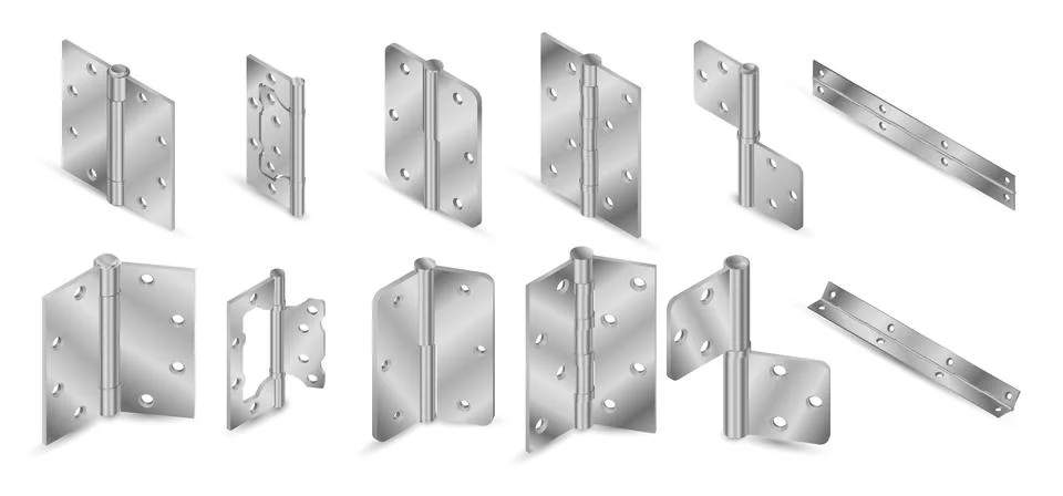 Vector set of all the types of steel butt door hinges 스톡 일러스트