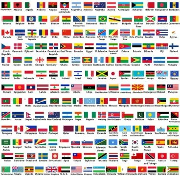 Vector set of all world countries (sovereign states) flags Stock Illustration