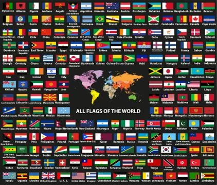 Vector set of all world flags arranged in alphabetical order Illustrazione stock