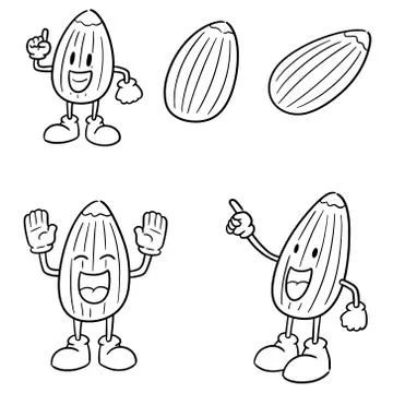 Vector set of almond cartoon Stock Illustration