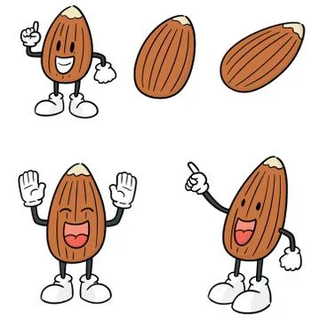 Vector set of almond cartoon Stock Illustration