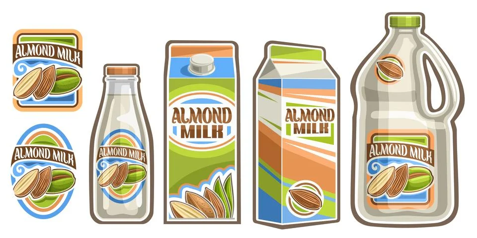 Vector Set of Almond Milk Stock-Illustration