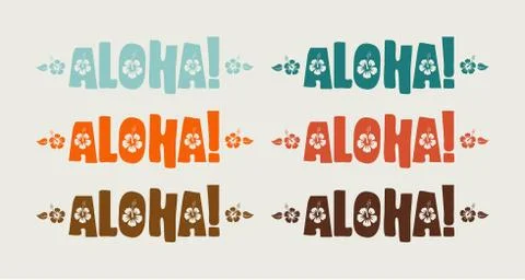 Vector set of aloha word in retro colors 스톡 일러스트