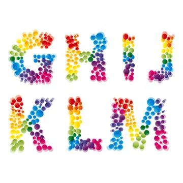 Vector set of alphabet elements made of bubbles. Stock Illustration