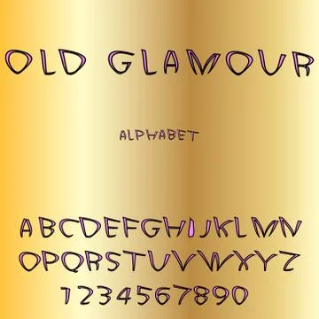 Vector set of alphabet letters and numbers symbols. Pink with black text Stock Illustration