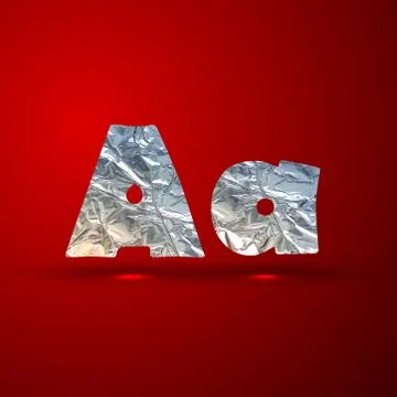 Vector set of aluminum or silver foil letters. Letter A Stock Illustration