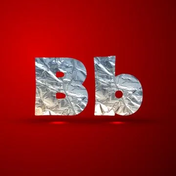 Vector set of aluminum or silver foil letters. Letter B Illustrazione stock