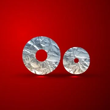 Vector set of aluminum or silver foil letters. Letter O Stock Illustration