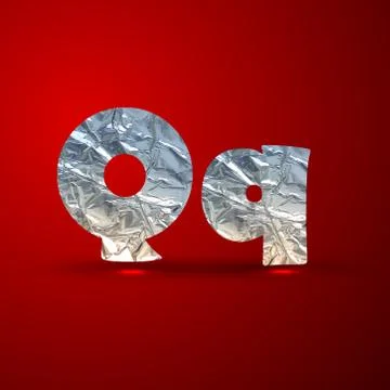 Vector set of aluminum or silver foil letters. Letter Q Stock Illustration