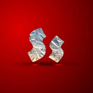 Vector set of aluminum or silver foil letters. Letter S Stock Illustration