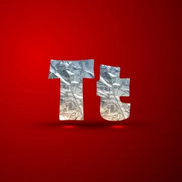 Vector set of aluminum or silver foil letters. Letter T Stock Illustration