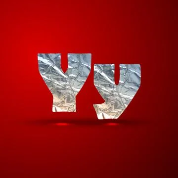 Vector set of aluminum or silver foil letters. Letter Y 库存插图