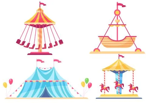 Vector of set of amusement park elements Ilustración de archivo