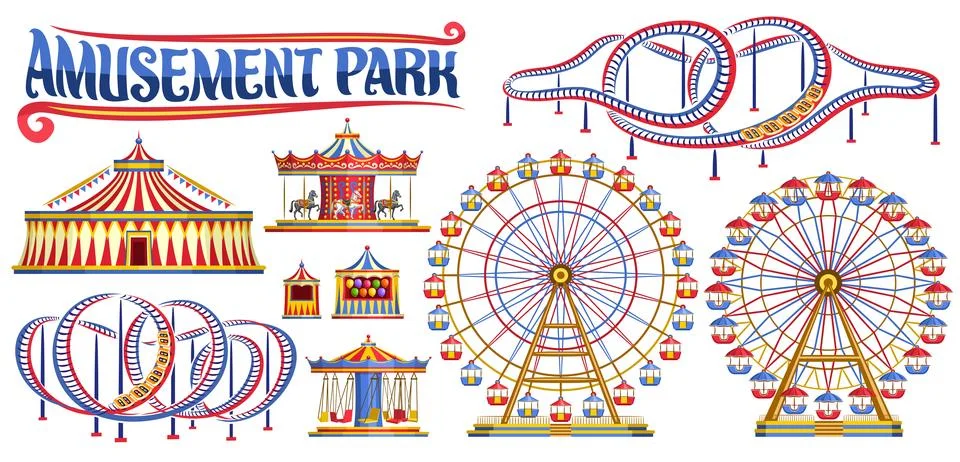 Vector set for Amusement Park Stock Illustration
