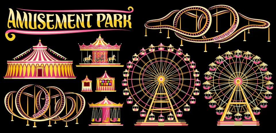 Vector set for Amusement Park Stock Illustration