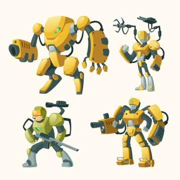 Vector set with androids, robots, cyborg humanoids イラスト素材