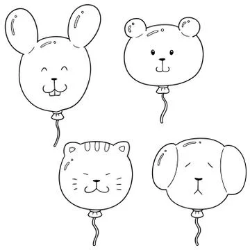 Vector set of animal balloon Stock Illustration