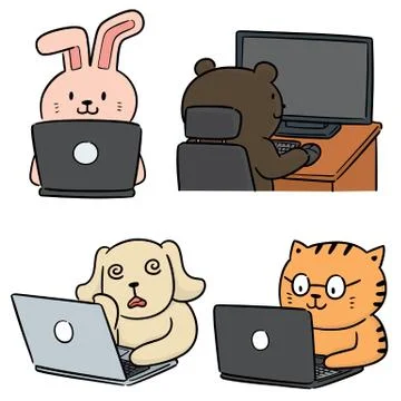 Vector set of animal office worker Stock Illustration