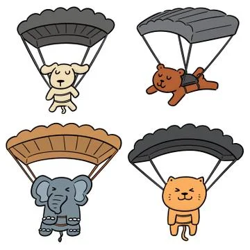 Vector set of animal parachuting Illustrazione stock