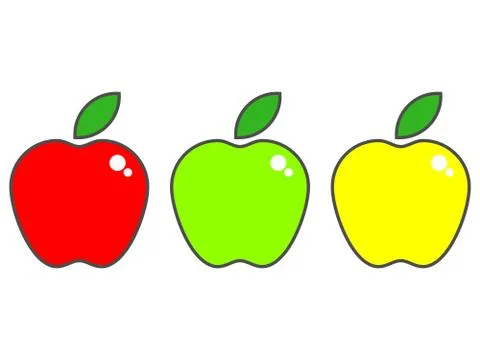 Vector set of apples, red, green and yellow Stock Illustration