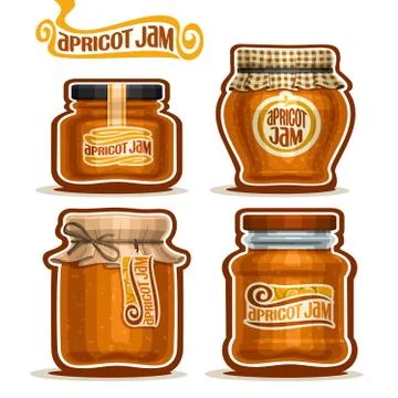 Vector set of Apricot Jam Illustrazione stock