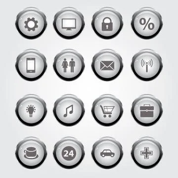 Vector set:  aqua-style glossy buttons Stock Illustration