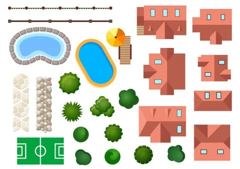 Vector set of architectural and garden elements Illustrazione stock