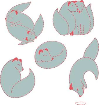 Vector set arctic fox. Vector pattern winter theme. Ideal for fabrics, cards, Stock Illustration
