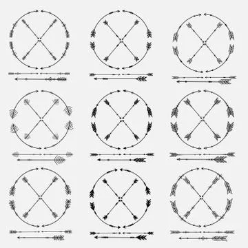 Vector Set Of Arrows And Round Frames For Decoration. Illustrazione stock