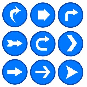 Vector set - arrows in blue circles Stock Illustration