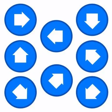 Vector set - arrows in blue circles Stock Illustration