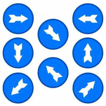 Vector set - arrows in blue circles Stock Illustration