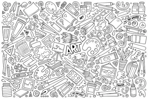 Vector set of Art and Craft objects and symbols 스톡 일러스트