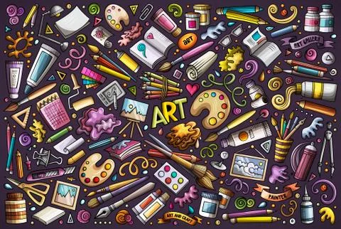 Vector set of Art and Craft objects and symbols Stock Illustration